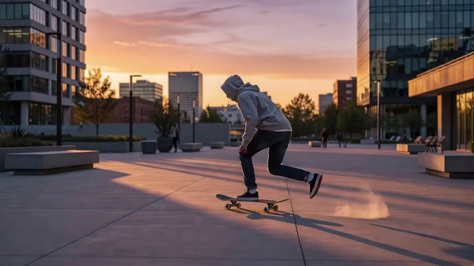 A cloud of dust rises behind the pushing foot.